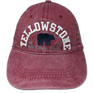 Lucky 7 Baseball Cap Red One Size Yellowstone National Park Bear Embroidered Hat